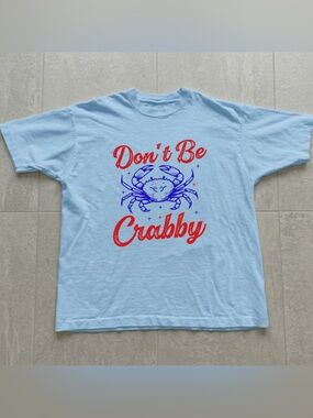 Don’t Be Crabby Blue Crab Light Blue Funny Ocean Graphic T-Shirt